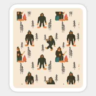 BigFoot Sasquatch Yeti Camping in the Woods Sticker